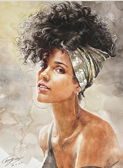 Видео урок. Портрет Alicia Keys