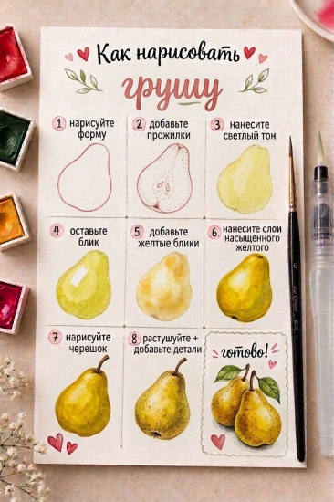 Как нарисовать грушу акварелью — изображение 10