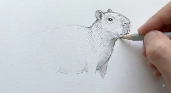 Как рисовать капибару карандашами — изображение 5