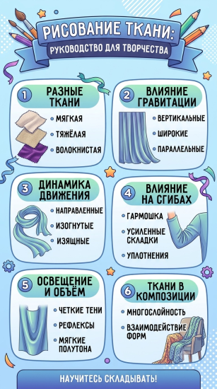 Рисование ткани: как передать фактуру, складки и объём — изображение 4