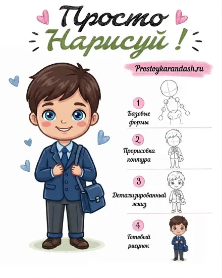Как нарисовать школьника — изображение 6