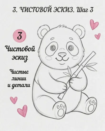 Как нарисовать милую панду с бамбуком — изображение 4