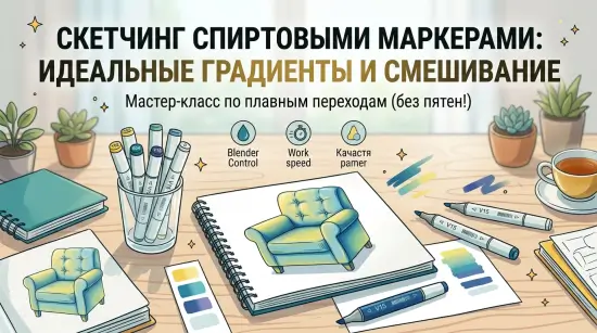 Скетчинг спиртовыми маркерами: Как делать плавные градиенты и смешивать цвета без пятен.