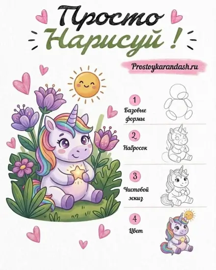 Как нарисовать единорога: подробный мастер‑класс по мотивам «Просто Нарисуй!» — изображение 6